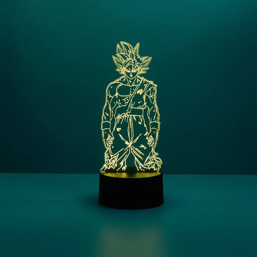 Goku Ultra Instinto Lámpara De Mesa Led Ilusión 3d Negro Transparente