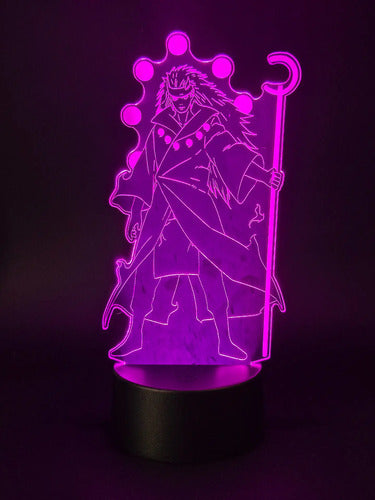 Madara Uchiha Sennin Lampara Led Ilusión 3d Naruto Anime Base Negra