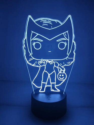 Wanda Bruja Marvel Funko Lampara Led Ilusion 3d Fanart Negra