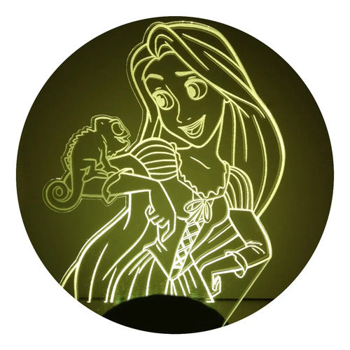 Lámpara Led Princesa Rapunzel Camaleón Fan Art Decorativa