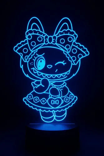 Lámpara Labubu Niña Led Ilusión Decoración Fan Art