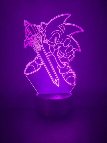 Sonic Espada Lámpara Led Fanart Decorativo Infantil Negro