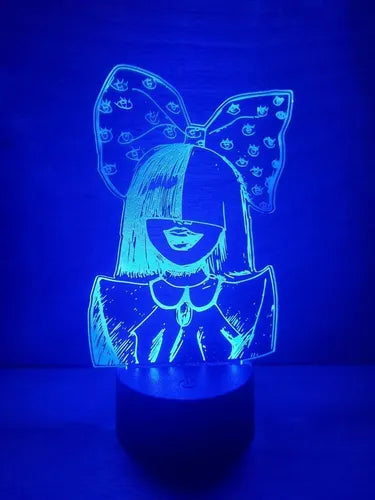 Sia Moño Lámpara Led Luz Ilusión 3d Decoración Cantante Negro