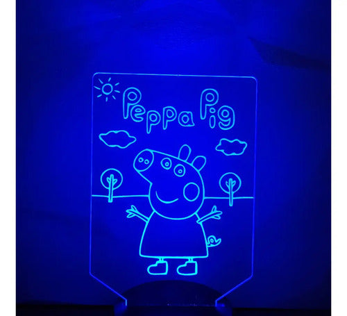 Peppa Pig Escena Lámpara Led Fanart Infantil Decorativo Negro