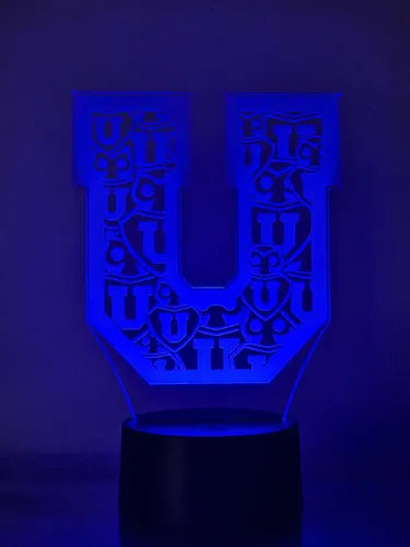 Lámpara Led 3d Equipo Fútbol U De Chile Logo Decoración Forma U