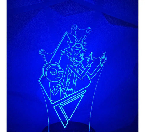 Rick Y Morty Saludo Marciano Lámpara Led Fanart Decorativo Negro