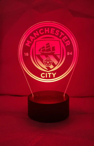Manchester City Fútbol Lampara Led Ilusion 3d Fanart