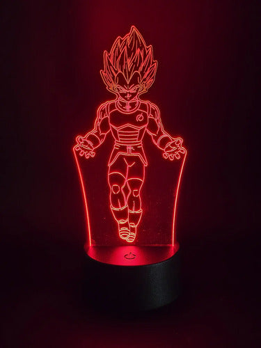 Vegeta Super Dragon Ball Super Lámpara Led Fanart Decorativo Negro