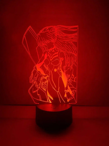 Evangelion Asuka Langley Lampara Led Ilusion 3d Anime Manga Negro