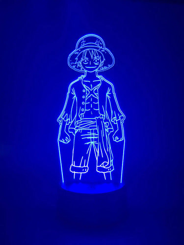 Luffy Lámpara Led Ilusión 3d One Piece Monkey D Luffy Fanart Negro