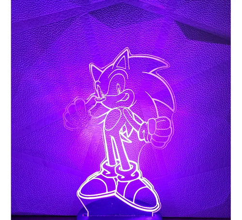 Sonic Genial Lámpara Led Fanart Decorativo Infantil Negro