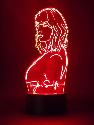 Taylor Swift Lampara Led 3d Fanart Cantante Decoración Negro