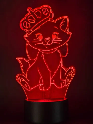 Lámpara Led Marie Los Aristogatos Fan Art Decoración Gato Negro