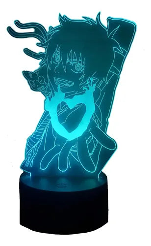 Blue Exorcist Lampara Led Ilusion 3d Anime Rin Okumura Negro