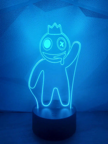 Blue Rainbow Friends Roblox Lámpara Led Ilusión 3d Fanart
