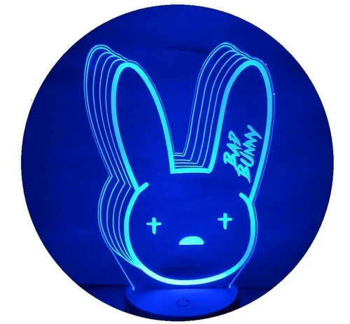 Bad Bunny Emblema Lampara Led 3d Decoración Luz Iluminacion