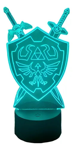 Zelda Escudo Hyliano Triforce Lampara Led Ilusion 3d  Negro