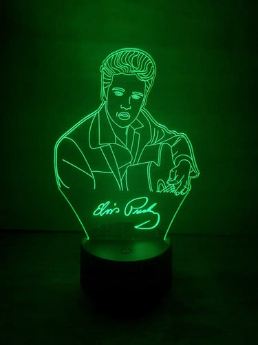 Elvis Presley Lampara Led 3d Decoracion Rey Del Rock Negro