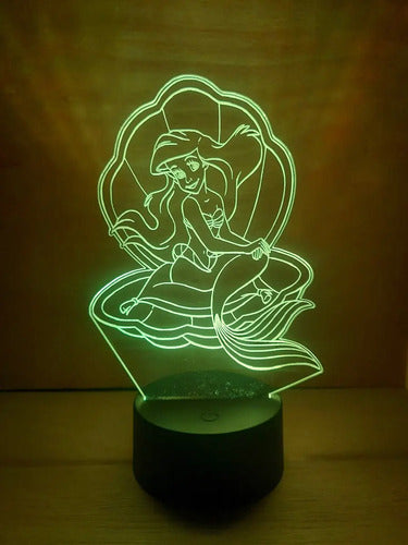 Lámpara Led La Sirenita Princesa Fan Art Decorativa