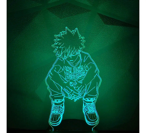 Bakugo Sentado Boku No Hero Lámpara Led Ilusión 3d Fanart