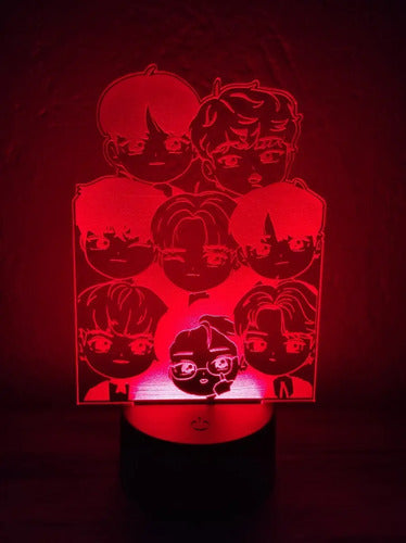 Ateez Chibi Lampara Led Ilusión 3d Grupo Kpop Decoración Negra