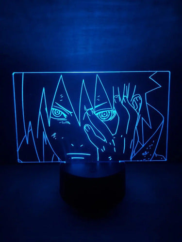Sasuke Lampara Led Ilusión 3d Naruto Decoración Anime Manga Base Negra