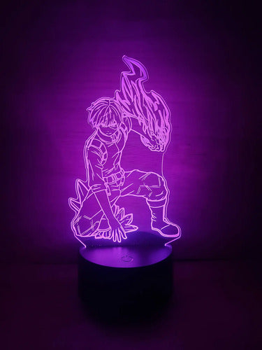 Todoroki Shoto My Hero Academia Bnh Lampara Led Decoracion Negro Verde