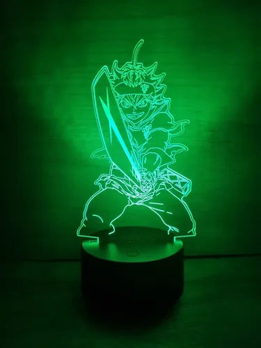 Asta Black Clover Lámpara Led Ilusión 3d Fan Art Decoración
