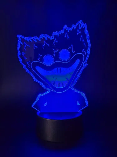 Poppy Playtime Huggy Wuggy Lampara Led Ilusión 3d Decoración Negra