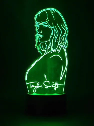 Taylor Swift Lampara Led 3d Fanart Cantante Decoración Negro