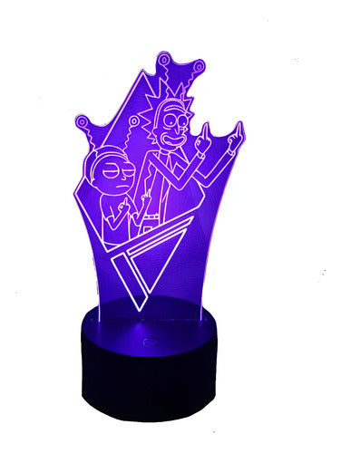 Rick Y Morty Saludo Marciano Lámpara Led Fanart Decorativo Negro