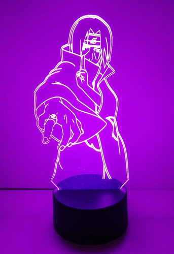 Itachi Uchiha Lampara Led Ilusión 3d Naruto Decoración Anime Base Negra