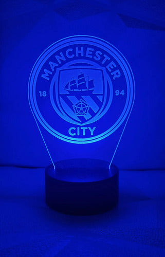 Manchester City Fútbol Lampara Led Ilusion 3d Fanart