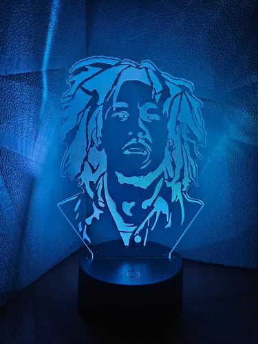 Lámpara Bob Marley Led Ilusión Decoración Fan Art