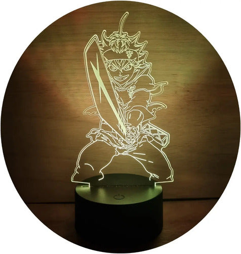 Asta Black Clover Lámpara Led Ilusión 3d Fan Art Decoración