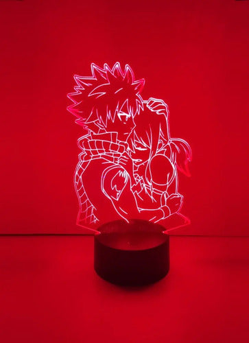 Lampara Led 3d Natsu Y Lucy Fairy Tail 7 Colores Negro Verde (iluminación)