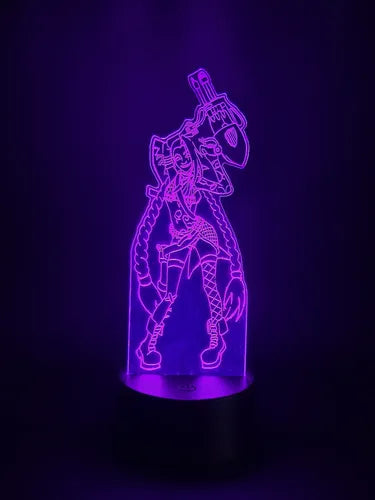Jinx Arcane Lol Lámpara Led Fanart Game Decoracion