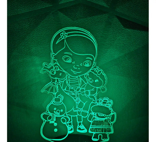 Doctora Juguetes Lámpara Led Fanart Infantil Decoración Negro