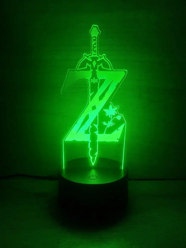 Legend Of Zelda Espada Link Lampara Led Ilusion 3d  Negro