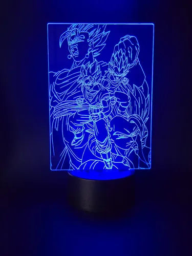 Goku Y Vegeta Fusiones Dragon Ball Z Lámpara Led Fanart Negro
