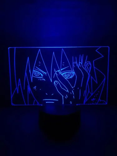 Sasuke Lampara Led Ilusión 3d Naruto Decoración Anime Manga Base Negra