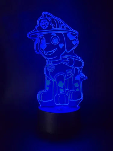 Lámpara Marshal Paw Patrol Led Ilusión Decoración Fan Art