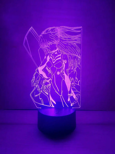 Evangelion Asuka Langley Lampara Led Ilusion 3d Anime Manga Negro