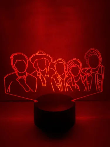 One Direction Lámpara Led Luz Ilusión 3d Decoración Pop  Negro