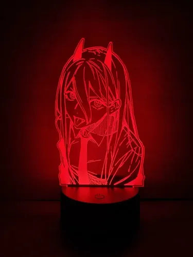 Chainsaw Man Power Motosierra Lampara Led Ilusion 3d Anime Negro
