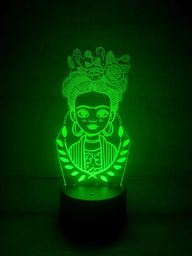 Frida Kahlo Lámpara Led Ilusión 3d Fanart Chibi Negro