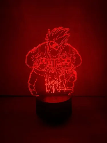 Equipo 7 Lampara Led Ilusión Naruto Decoración Anime Manga