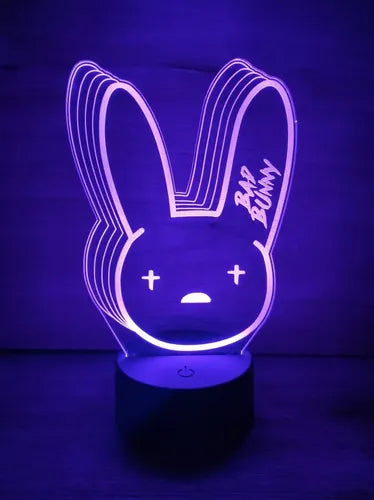 Bad Bunny Emblema Lampara Led 3d Decoración Luz Iluminacion