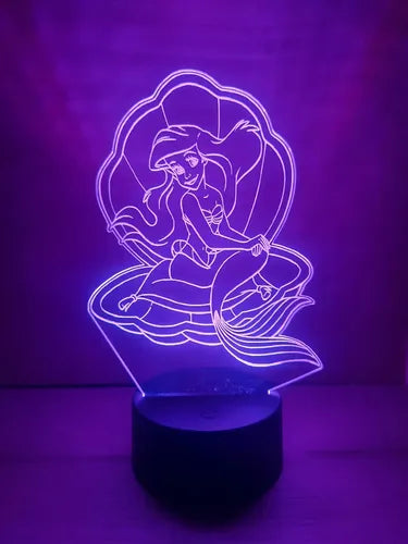 Lámpara Led La Sirenita Princesa Fan Art Decorativa