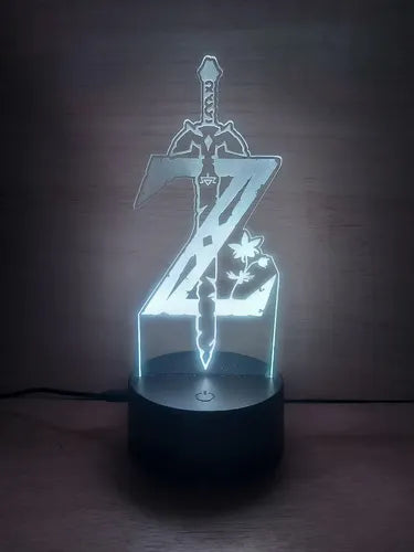 Legend Of Zelda Espada Link Lampara Led Ilusion 3d  Negro